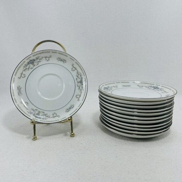 Vintage Wade Diane Cup Saucer 6” Set Lot 12 Plate Dish Serving Flower Circa 1980 - Picture 1 of 10